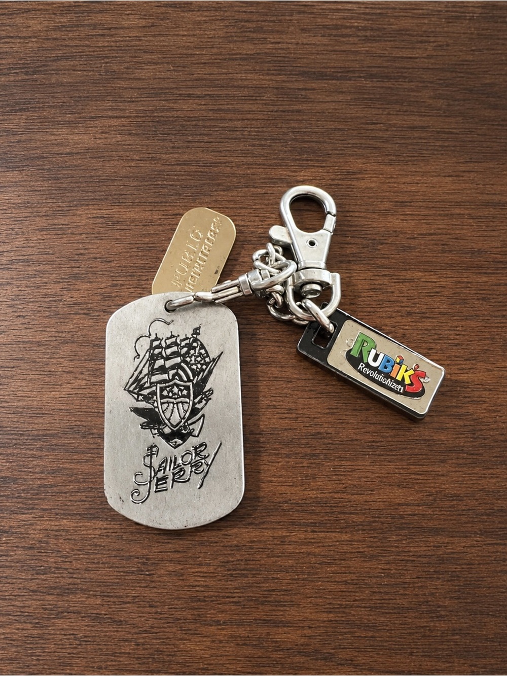 Vintage Rubik’s Revolution Charm Sailor Jerry Metal Keychain